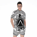 Black And White Spartan Warrior Print Men's Romper