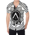 Black And White Spartan Warrior Print Men's Shirt