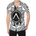 Black And White Spartan Warrior Print Men's Shirt