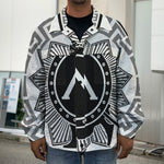 Black And White Spartan Warrior Print Men's Shirt Jacket