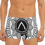 Black And White Spartan Warrior Print Men's Short Boxer Briefs