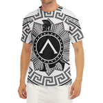 Black And White Spartan Warrior Print Men's Short Sleeve Rash Guard
