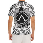 Black And White Spartan Warrior Print Men's Short Sleeve Rash Guard