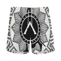 Black And White Spartan Warrior Print Men's Athletic Shorts