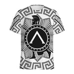 Black And White Spartan Warrior Print Men's Sports T-Shirt