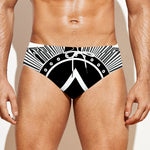 Black And White Spartan Warrior Print Men's Swim Briefs