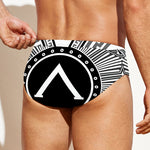Black And White Spartan Warrior Print Men's Swim Briefs
