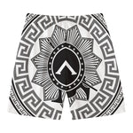 Black And White Spartan Warrior Print Men's Swim Trunks