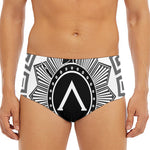 Black And White Spartan Warrior Print Men's Triangle Swim Briefs