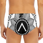 Black And White Spartan Warrior Print Men's Triangle Swim Briefs