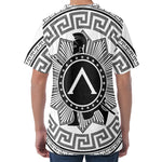 Black And White Spartan Warrior Print Men's Velvet T-Shirt