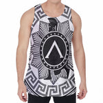 Black And White Spartan Warrior Print Men's Velvet Tank Top