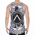 Black And White Spartan Warrior Print Men's Velvet Tank Top