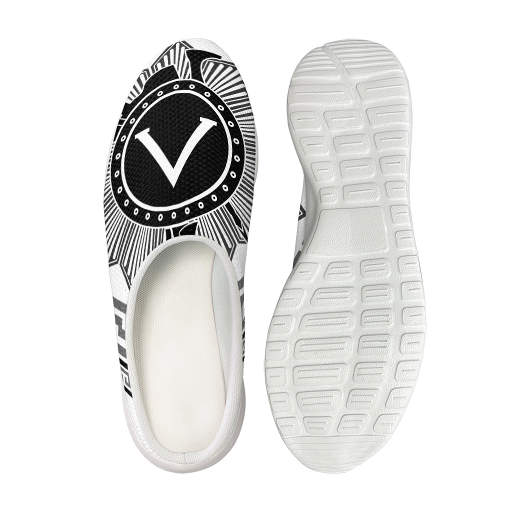 Black And White Spartan Warrior Print Mesh Casual Shoes