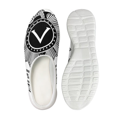 Black And White Spartan Warrior Print Mesh Casual Shoes