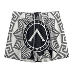 Black And White Spartan Warrior Print Mesh Shorts
