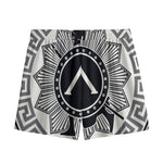 Black And White Spartan Warrior Print Mesh Shorts