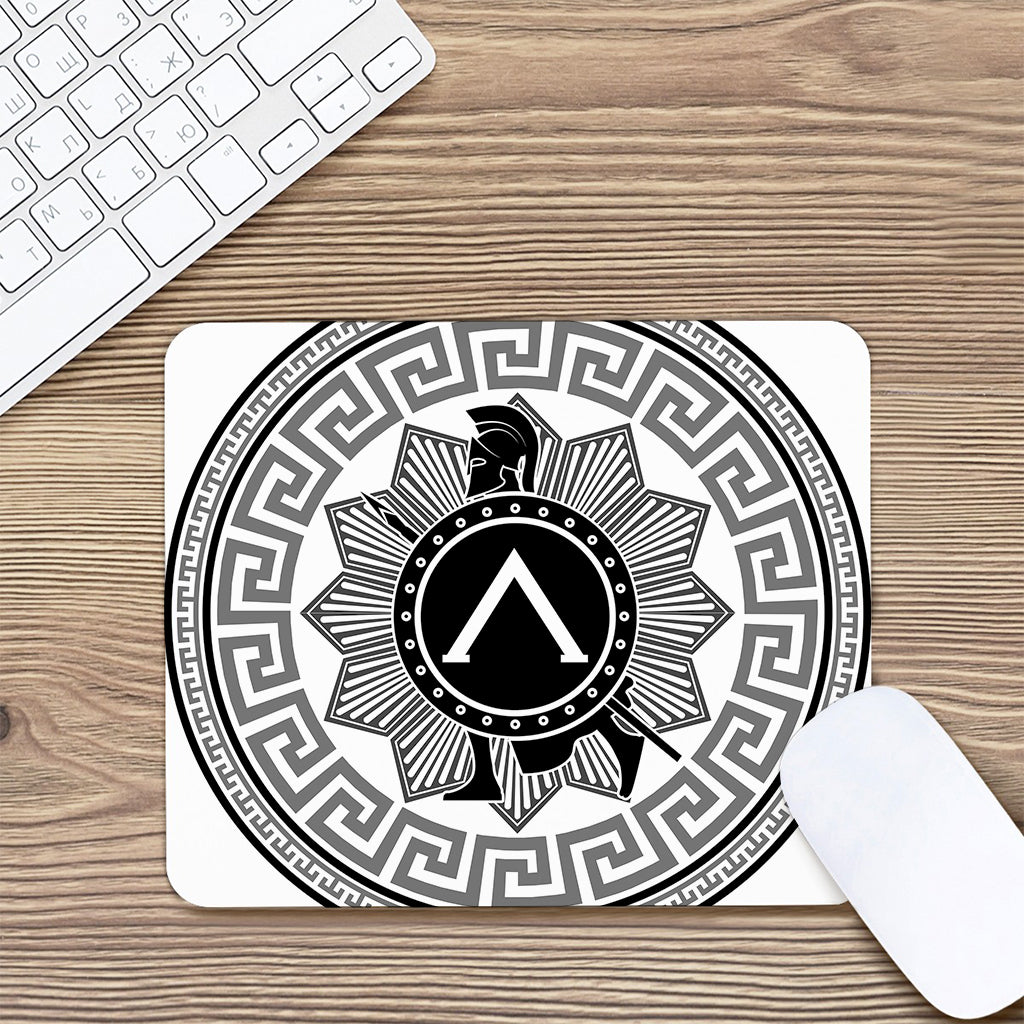 Black And White Spartan Warrior Print Mouse Pad