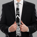 Black And White Spartan Warrior Print Necktie