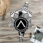 Black And White Spartan Warrior Print One Shoulder Bodysuit