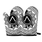 Black And White Spartan Warrior Print Oven Mitts