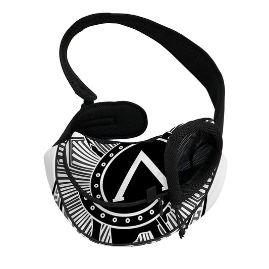Black And White Spartan Warrior Print Pet Sling Carrier
