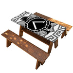 Black And White Spartan Warrior Print Picnic Table Cover