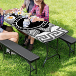 Black And White Spartan Warrior Print Picnic Table Cover