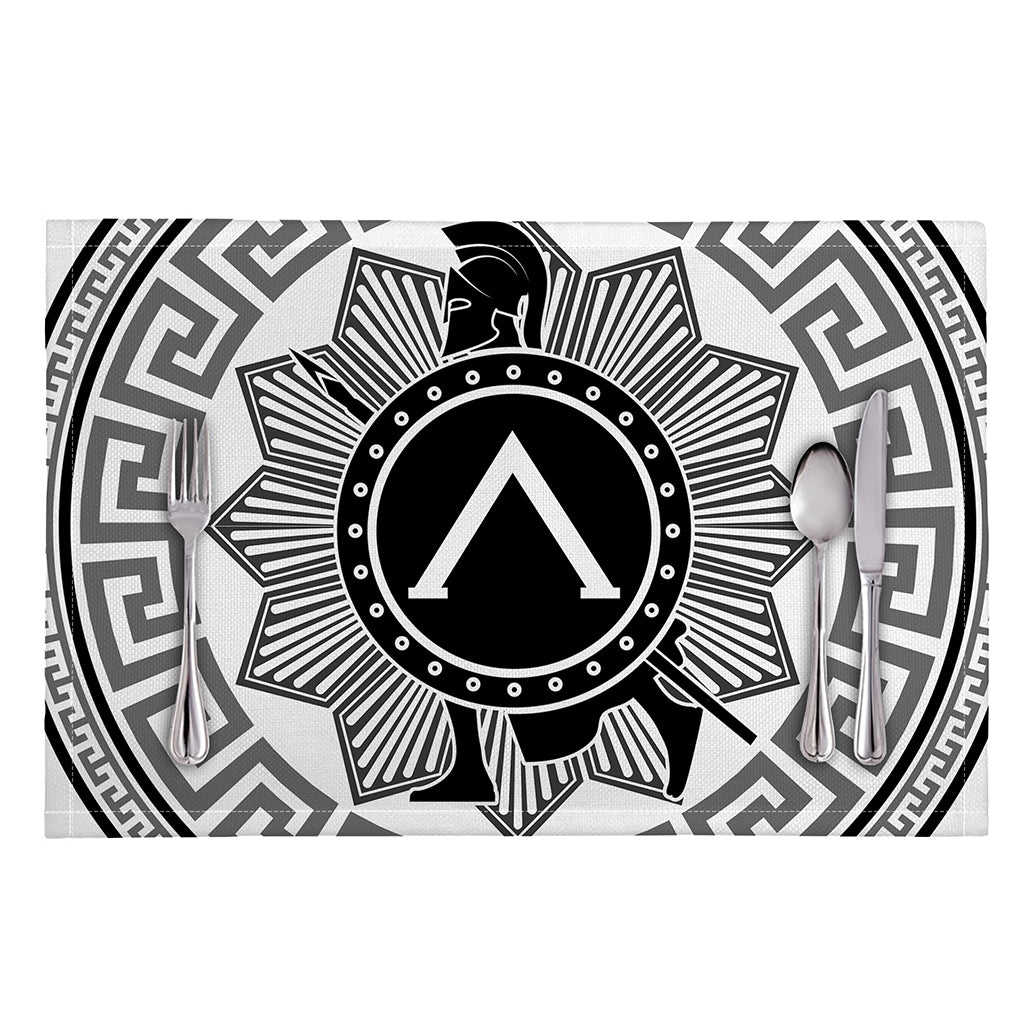 Black And White Spartan Warrior Print Placemat