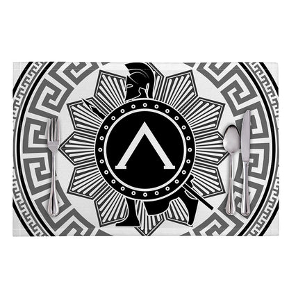 Black And White Spartan Warrior Print Placemat
