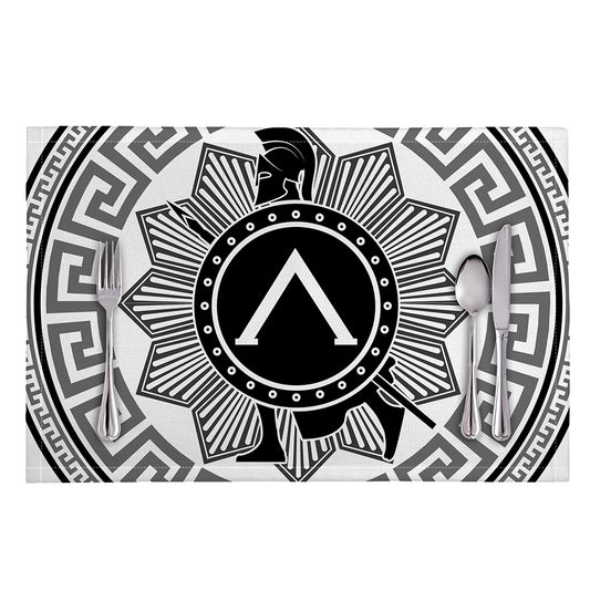 Black And White Spartan Warrior Print Placemat