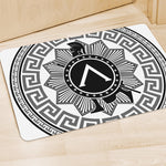 Black And White Spartan Warrior Print Polyester Doormat
