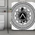 Black And White Spartan Warrior Print Polyester Shower Curtain