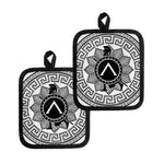 Black And White Spartan Warrior Print Pot Holders