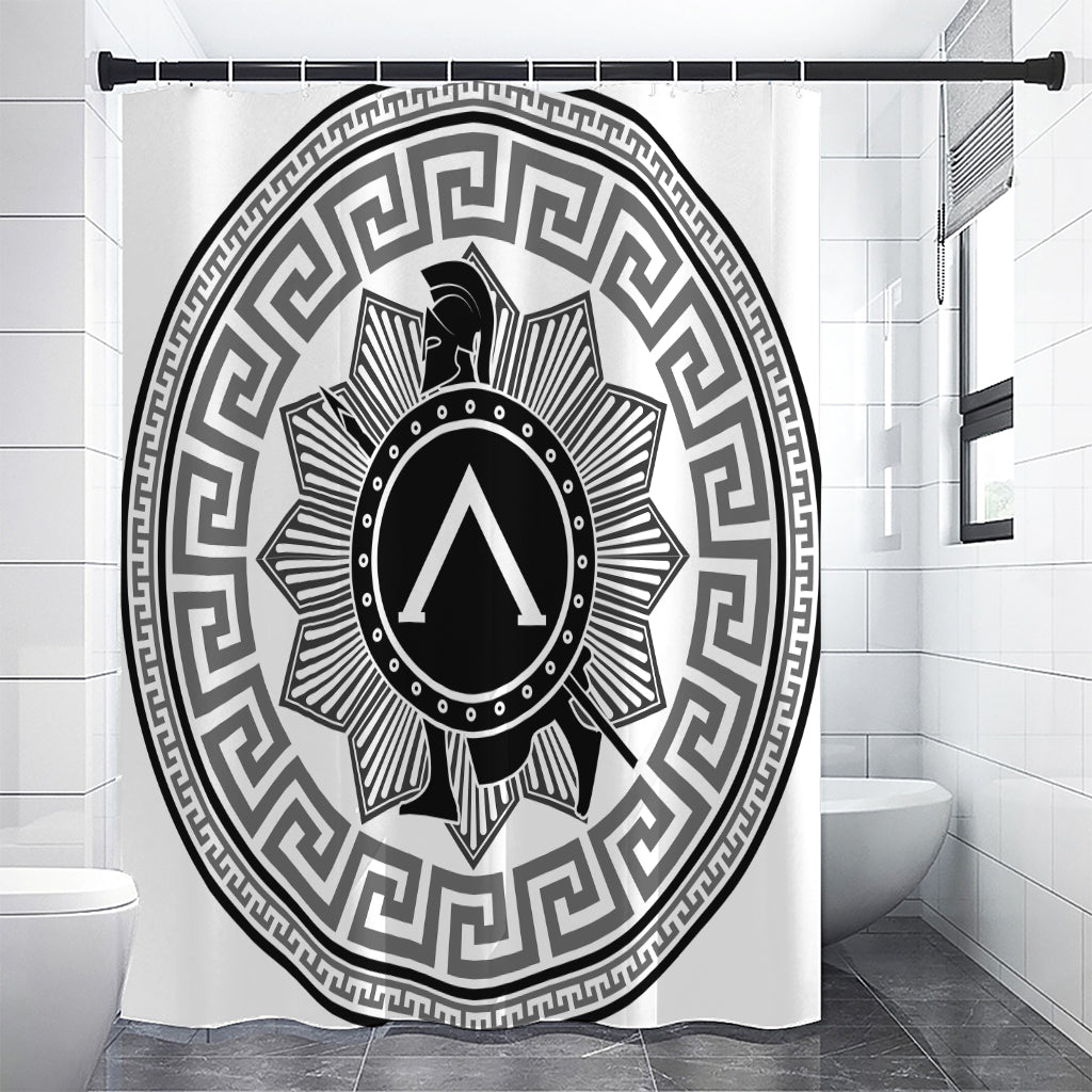 Black And White Spartan Warrior Print Premium Shower Curtain