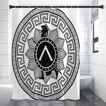 Black And White Spartan Warrior Print Premium Shower Curtain