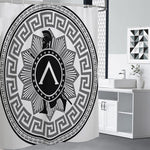 Black And White Spartan Warrior Print Premium Shower Curtain
