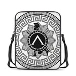 Black And White Spartan Warrior Print Rectangular Crossbody Bag