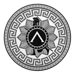 Black And White Spartan Warrior Print Round Blanket