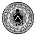 Black And White Spartan Warrior Print Round Floor Mat
