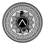 Black And White Spartan Warrior Print Round Floor Mat