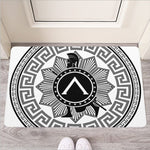 Black And White Spartan Warrior Print Rubber Doormat