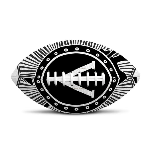 Black And White Spartan Warrior Print Rugby Ball