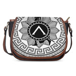 Black And White Spartan Warrior Print Saddle Bag