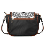 Black And White Spartan Warrior Print Saddle Bag