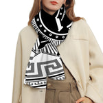 Black And White Spartan Warrior Print Scarf