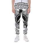 Black And White Spartan Warrior Print Scuba Joggers