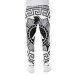 Black And White Spartan Warrior Print Scuba Joggers
