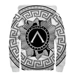 Black And White Spartan Warrior Print Sherpa Lined Zip Up Hoodie