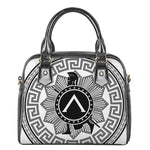 Black And White Spartan Warrior Print Shoulder Handbag